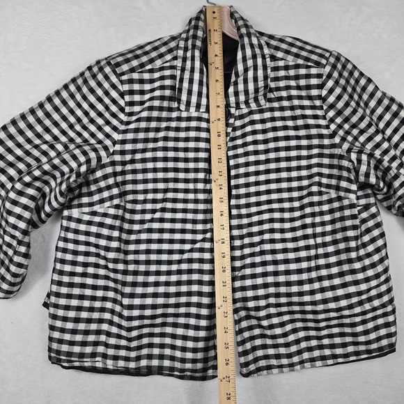 Dressbarn‎ Woman Silk Gingham Plaid Black White Single Button Jacket Size 2X - Picture 3 of 8